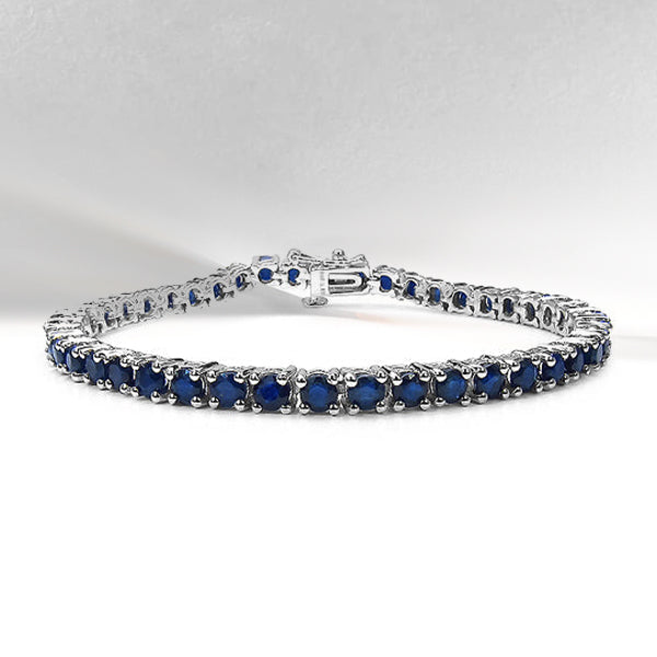 Bids.com 8.36 Carat Genuine Blue Sapphire .925 Sterling Silver Bracelet Bracelets White Smoke size 7.25,size 8.25,size 6.00,size 7.50