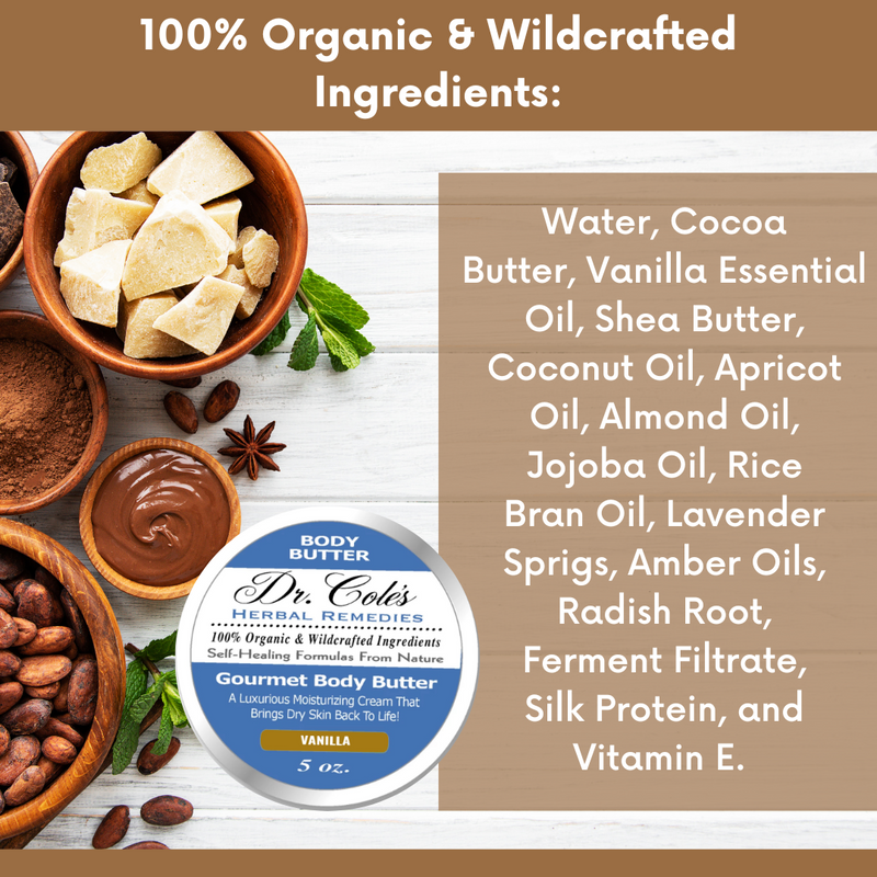 COLEHERBALS LLC 39 - Dr. Cole's Gourmet Body Butter - VANILLA Herbal Rosy Brown