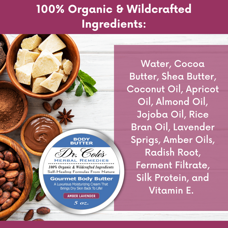COLEHERBALS LLC 34 - Dr. Cole's Gourmet Body Butter - AMBER LAVENDER Herbal Rosy Brown