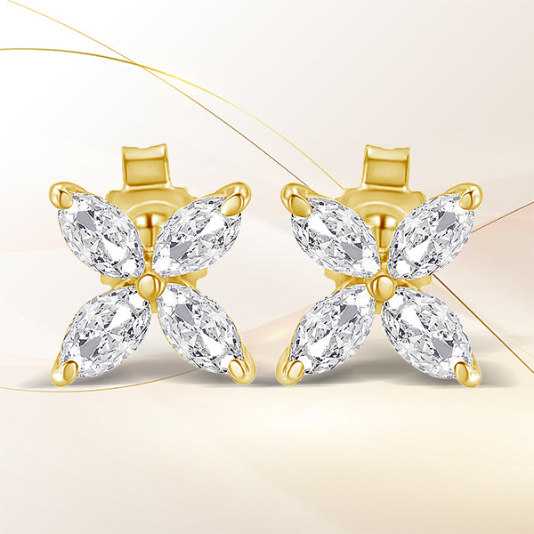 Bids.com 14K White Gold 1/2 Cttw Marquise Diamond 8 Stone Floral Leaf Stud Earrings (H-I Color, SI1-SI2 Clarity) Earrings White Smoke White.Gold / 0.5,Yellow.Gold / 0.5,Yellow.Gold / 0.75