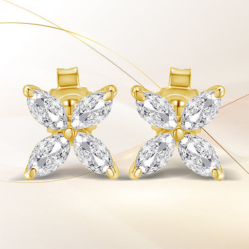 Bids.com 14K White Gold 1/2 Cttw Marquise Diamond 8 Stone Floral Leaf Stud Earrings (H-I Color, SI1-SI2 Clarity) Earrings White Smoke White.Gold / 0.5,Yellow.Gold / 0.5,Yellow.Gold / 0.75