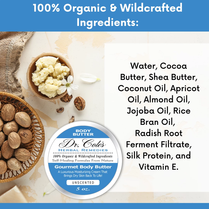 COLEHERBALS LLC 33 - Dr. Cole's Gourmet Body Butter - Unscented Herbal White Smoke