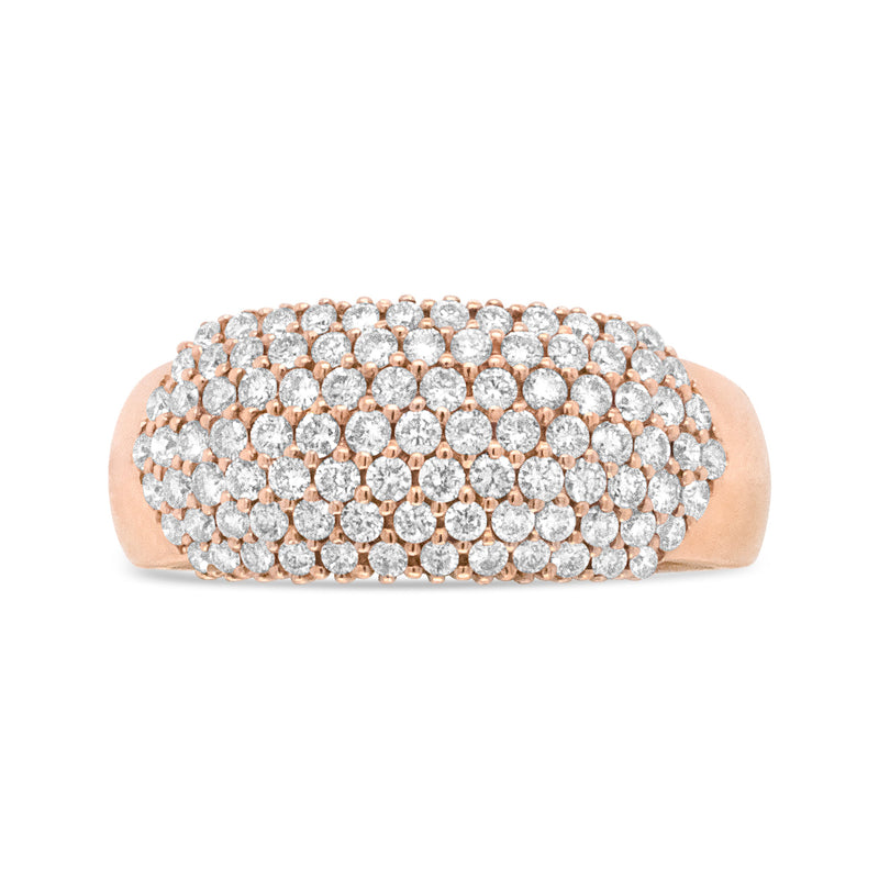 Bids.com 18K Rose Gold 1.00 Cttw Diamond Multi Row Dome Band Ring (F-G Color, VS1-VS2 Clarity) - Ring size 7 Rings White Smoke 7 / Rose.Gold
