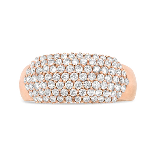 Bids.com 18K Rose Gold 1.00 Cttw Diamond Multi Row Dome Band Ring (F-G Color, VS1-VS2 Clarity) - Ring size 7 Rings White Smoke 7 / Rose.Gold
