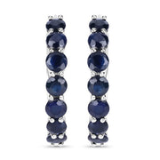 Bids.com 2.66 Carat Genuine Blue Sapphire .925 Sterling Silver Earrings Earrings White Smoke