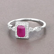 Bids.com 0.75 Carat Genuine Ruby and White Diamond 14K White Gold Ring Rings Rosy Brown size 5.00,size 6.00,size 7.00,size 8.00,size 9.00