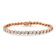 Bids.com 14K Rose Gold Plated .925 Sterling Silver 1/4 Cttw Diamond Round Miracle Plate and "S" Link Tennis Bracelet (I-J Color, I2- I3 Clarity) - 7" Bracelets White Smoke Rose.Sterling Silver / 7,White.Sterling Silver / 7,Yellow.Sterling Silver / 7