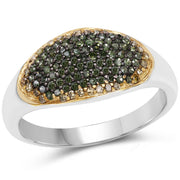 Bids.com 0.45 Carat Genuine Green Diamond and Yellow Diamond .925 Sterling Silver Ring Rings White Smoke size 6.00,size 7.00,size 8.00,size 9.00