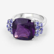 Bids.com 6.34 Carat Genuine Amethyst and Tanzanite .925 Sterling Silver Ring Rings Lavender size 6.00,size 9.00,size 10.00,size 7.00,size 8.00,size 5.00