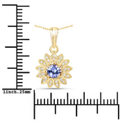 Bids.com 0.31 Carat Genuine Tanzanite and White Diamond 14K Yellow Gold Pendant Pendants White Smoke