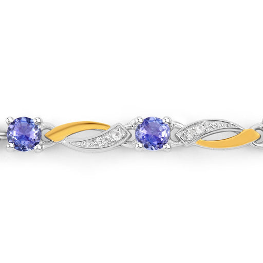 Bids.com 0.77 Carat Genuine Tanzanite and White Sapphire .925 Sterling Silver Bracelet Bracelets Gray size 10.00