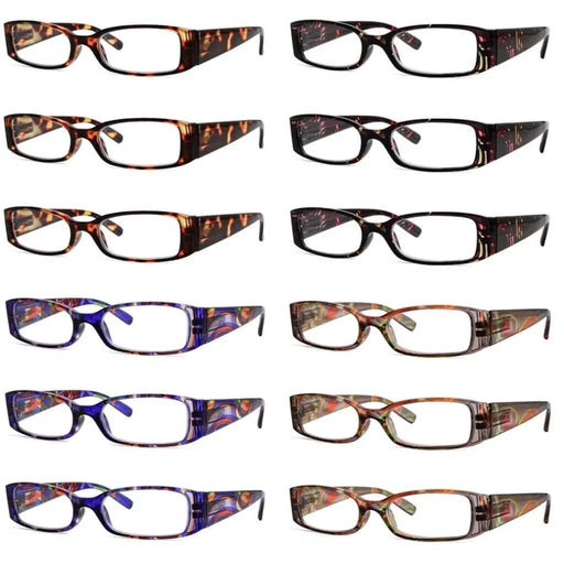 eyekeeper.com 12 Pack Cute Pattern Reading Glasses Rectangular Readers R040G Eyeglasses White Smoke 12 Pairs Mix / +0.50,12 Pairs Mix / +1.00,12 Pairs Mix / +1.25,12 Pairs Mix / +1.50,12 Pairs Mix / +1.75,12 Pairs Mix / +2.00,12 Pairs Mix / +2.25,12 Pairs Mix / +3.00,12 Pairs Mix / +3.50