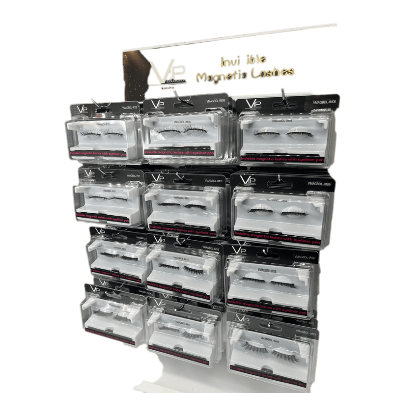 VIP Extensions VIP 12-Slot Display with Magnetic Lashes & Eyeliner Salon Supplies White Smoke
