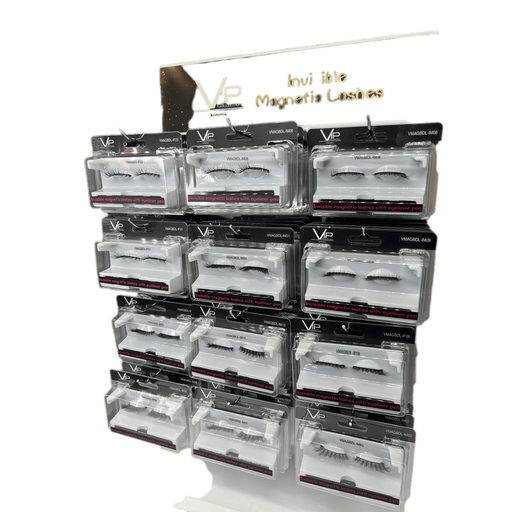 VIP Extensions VIP 12-Slot Display with Magnetic Lashes & Eyeliner Salon Supplies White Smoke