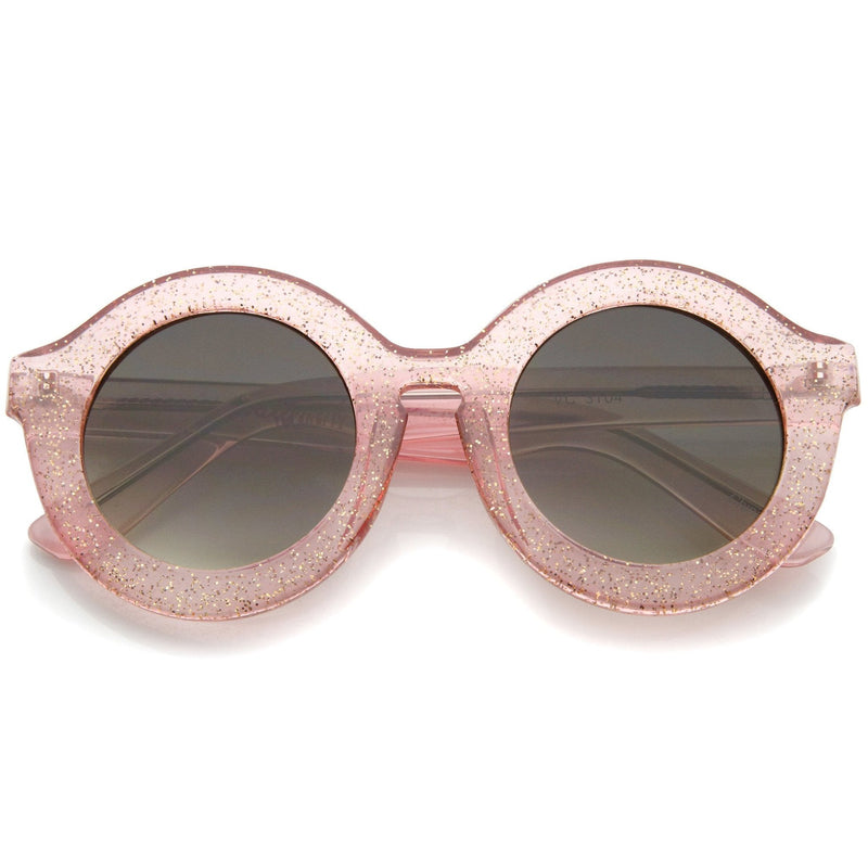 zeroUV Valley City X zeroUV Retro Round Spunky Sunglasses A539 Sunglasses White Smoke Pink Glitter Smoke,Frost Glitter Smoke,Polka Dots Smoke,White Smoke