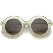 zeroUV Valley City X zeroUV Retro Round Spunky Sunglasses A539 Sunglasses White Smoke Frost Glitter Smoke
