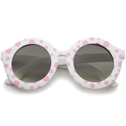 zeroUV Valley City X zeroUV Retro Round Spunky Sunglasses A539 Sunglasses White Smoke Polka Dots Smoke