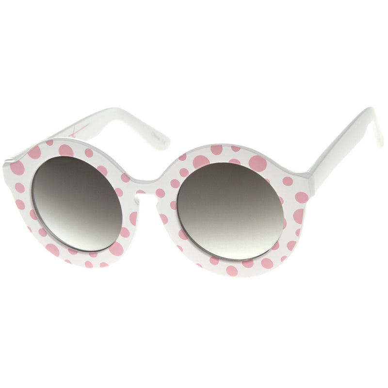 zeroUV Valley City X zeroUV Retro Round Spunky Sunglasses A539 Sunglasses White Smoke Pink Glitter Smoke,Frost Glitter Smoke,Polka Dots Smoke,White Smoke
