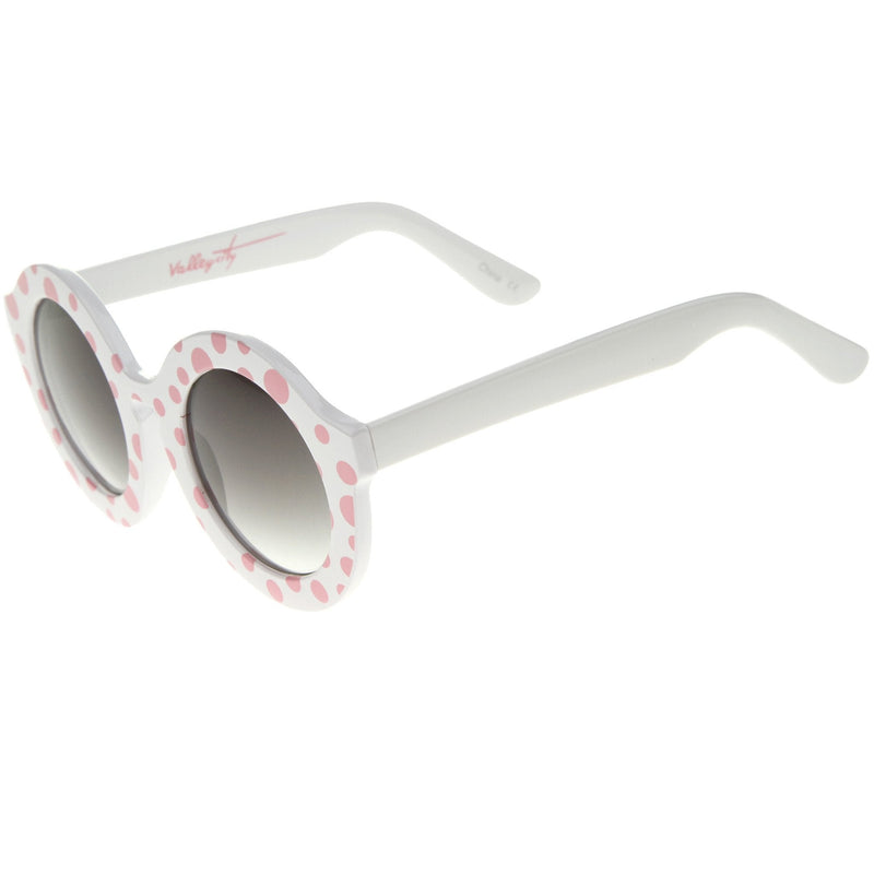 zeroUV Valley City X zeroUV Retro Round Spunky Sunglasses A539 Sunglasses White Smoke Pink Glitter Smoke,Frost Glitter Smoke,Polka Dots Smoke,White Smoke