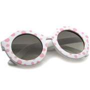 zeroUV Valley City X zeroUV Retro Round Spunky Sunglasses A539 Sunglasses White Smoke Pink Glitter Smoke,Frost Glitter Smoke,Polka Dots Smoke,White Smoke