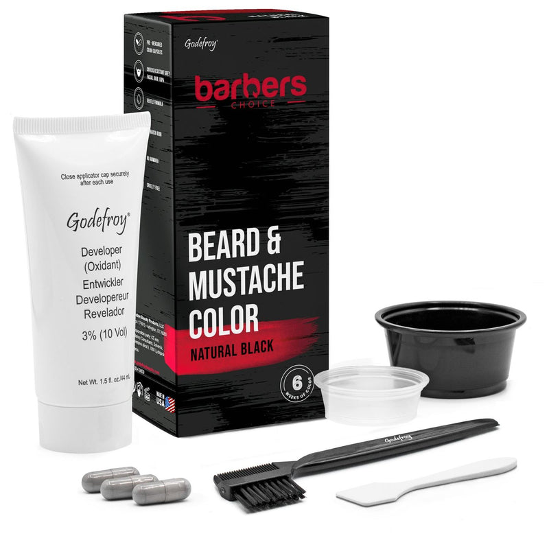 GodefroyBeauty BARBERS CHOICE 3 CAPSULE KIT Beard Tint White Smoke Natural Black