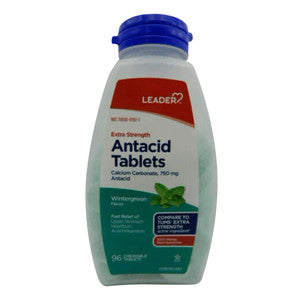 Leader Leader™ Antacid Extra Strength 750 mg – Wintergreen Flavor (Chewable Tablets) Medicine Cabinets White Smoke