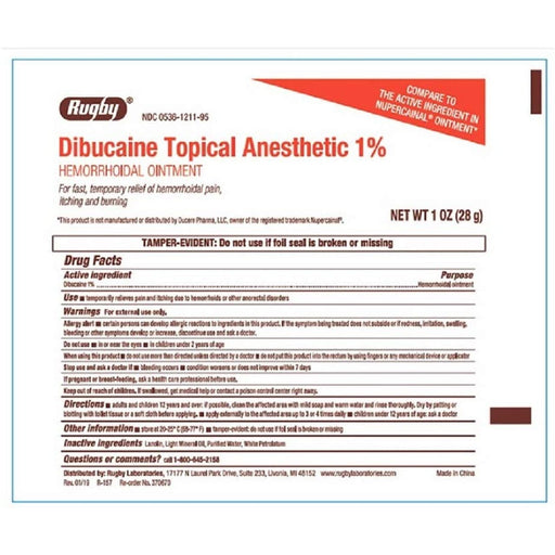 Rugby Rugby Dibucaine Topical Anesthetic Ointment 1 Health & Beauty White Smoke