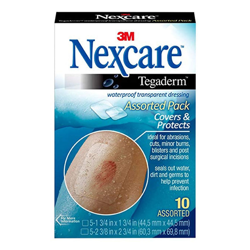 Nexcare Nexcare Tegaderm Waterproof Transparent Dressing, Assorted Sizes, 10 Count First Aid White Smoke