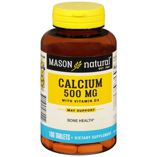 Mason Natural Mason Natural® Oyster Shell Calcium 500 mg with Vitamin D3 – 100 Tablets Vitamins & Supplements White Smoke