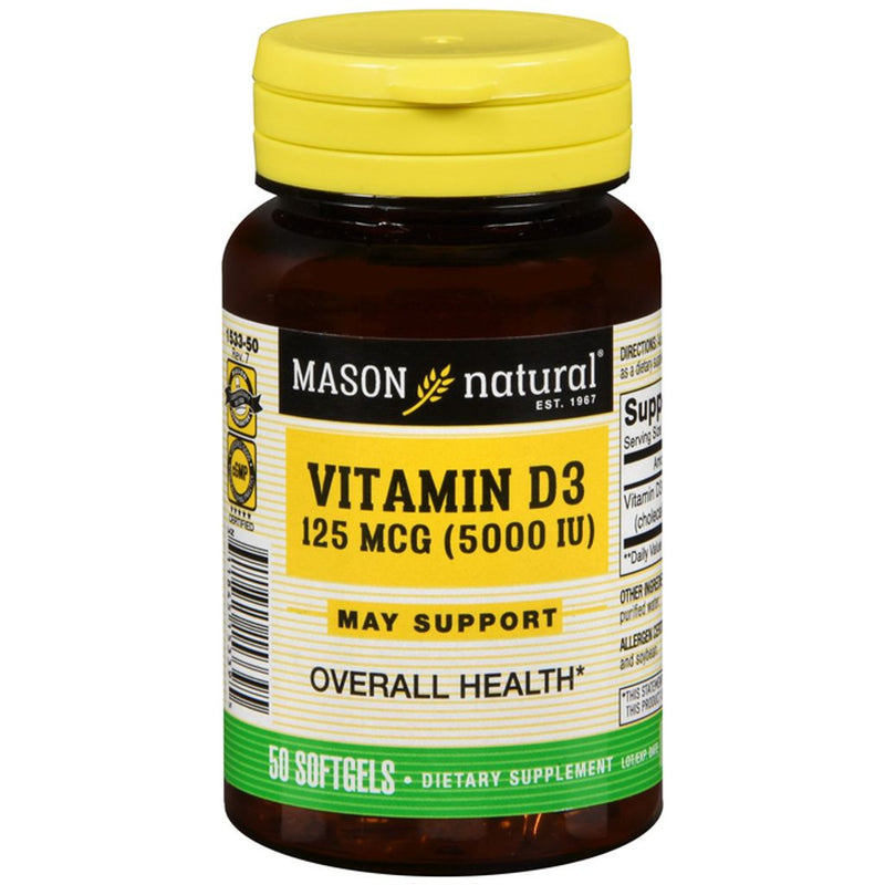 Mason Natural Mason Natural® Advanced Vitamin D3 – 5,000 IU (50 Softgels) Vitamins & Supplements Black