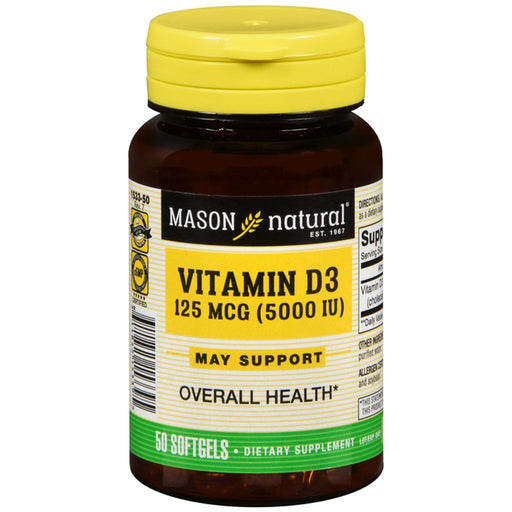 Mason Natural Mason Natural® Advanced Vitamin D3 – 5,000 IU (50 Softgels) Vitamins & Supplements Black
