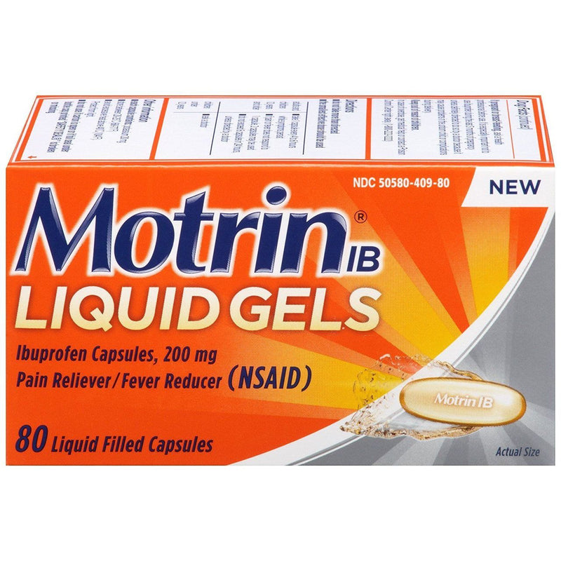 Motrin Motrin® IB Liquid Gels – Ibuprofen 200 mg (80 Count) Health & Beauty Orange Red