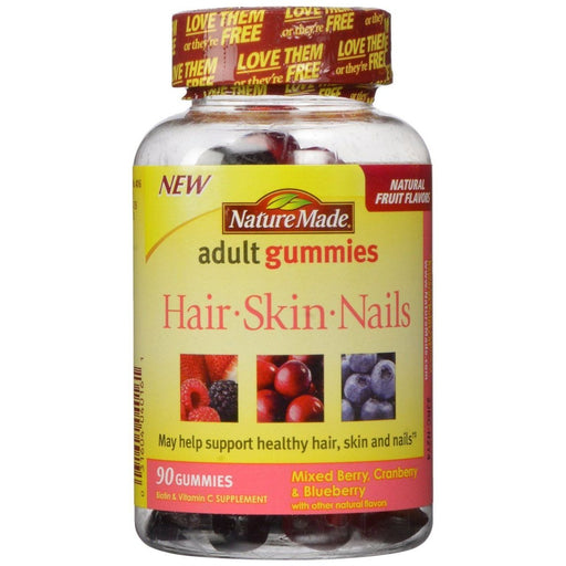 Nature Made Nature Made® Hair, Skin & Nails Adult Gummies – Mixed Berry, Cranberry & Blueberry (90 Count) Vitamins & Supplements White Smoke