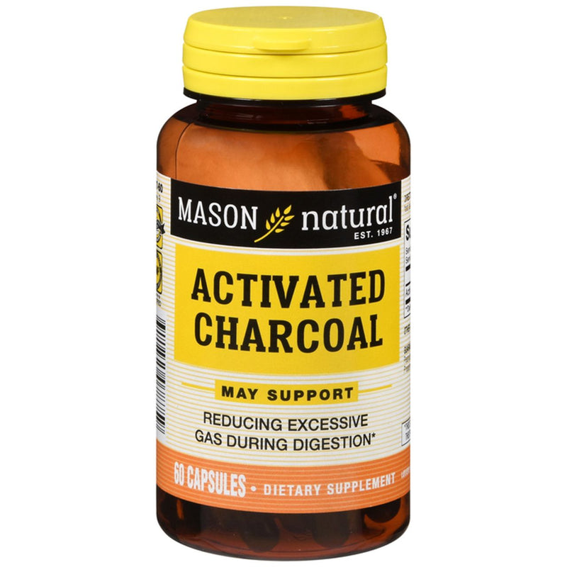 Mason Natural Mason Natural Activated Vegetable Charcoal 260 Mg Digestive Aid Capsules 60 Health & Beauty Black