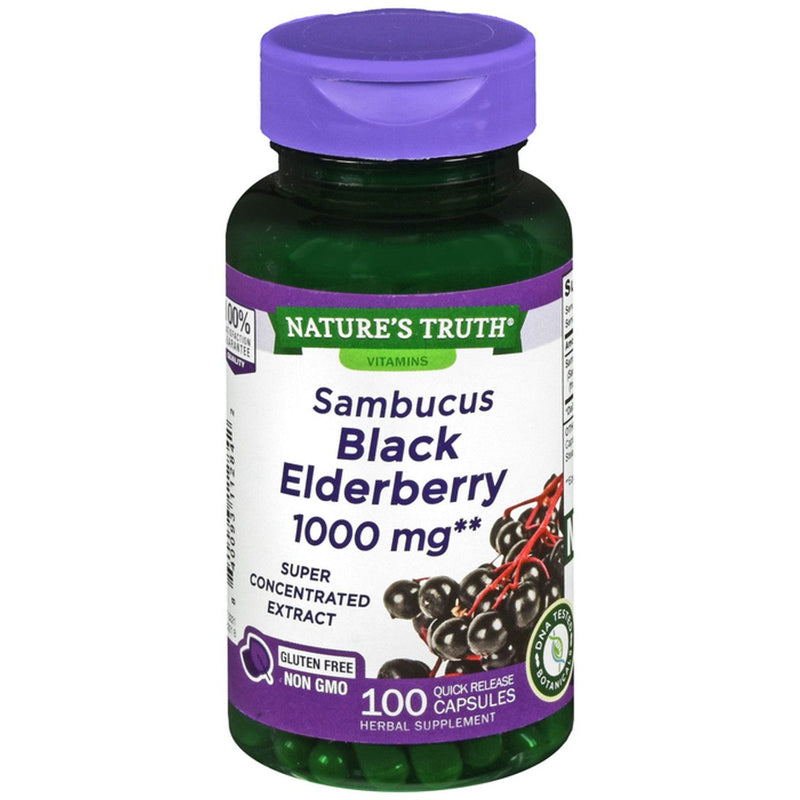 Nature's Truth Nature's Truth Sambucus Black Elderberry, 1,000 Mg, 100 Quick Release Capsules Vitamins & Supplements White Smoke