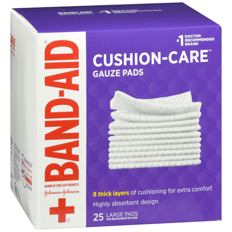 Band-Aid Band-Aid Cushion Care Gauze Pads, Large, 4 X 4, 25ct First Aid Slate Blue