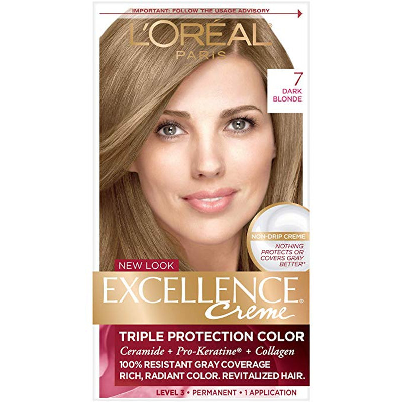 Excellence Excellence L'Oreal Paris Créme Permanent Triple Protection Hair Color, 7 Dark Blonde, 1 Kit Hair Color White Smoke