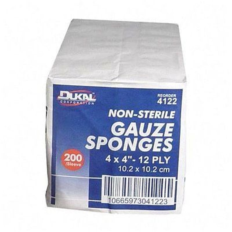 Dukal Dukal Gauze 12 Ply Ns 4X4″ 200 Sponges First Aid Gray