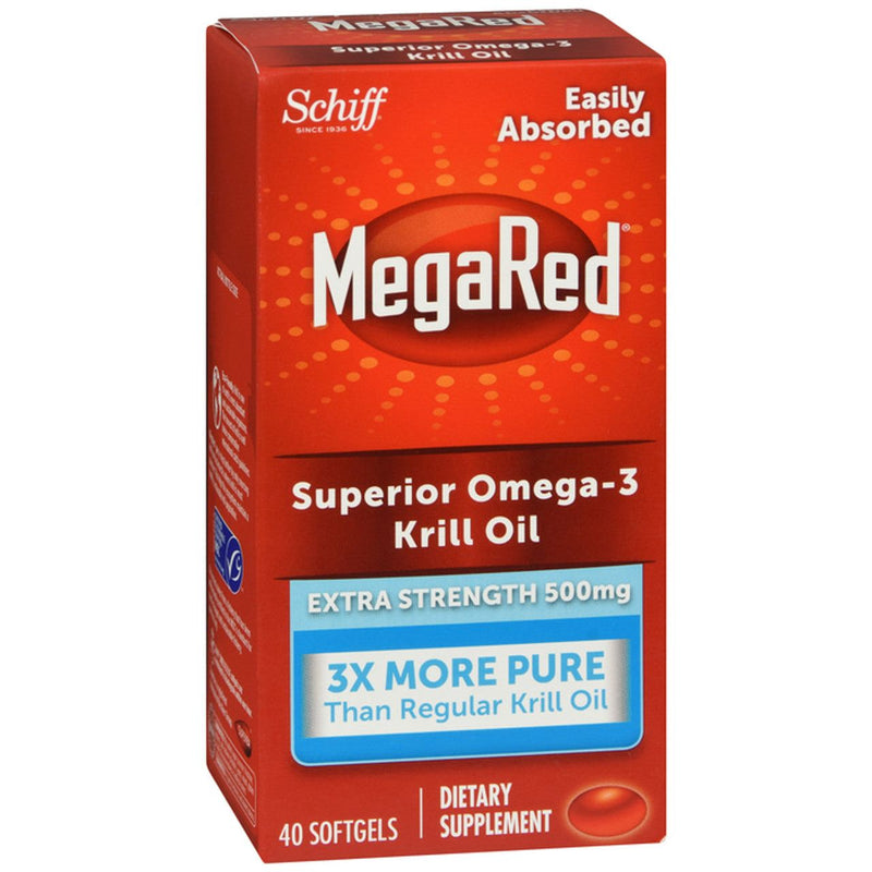 MegaRed MegaRed Krill Oil, Superior Omega 3, Extra Strength, 500 Mg, Softgels 40ct Vitamins & Supplements Orange Red