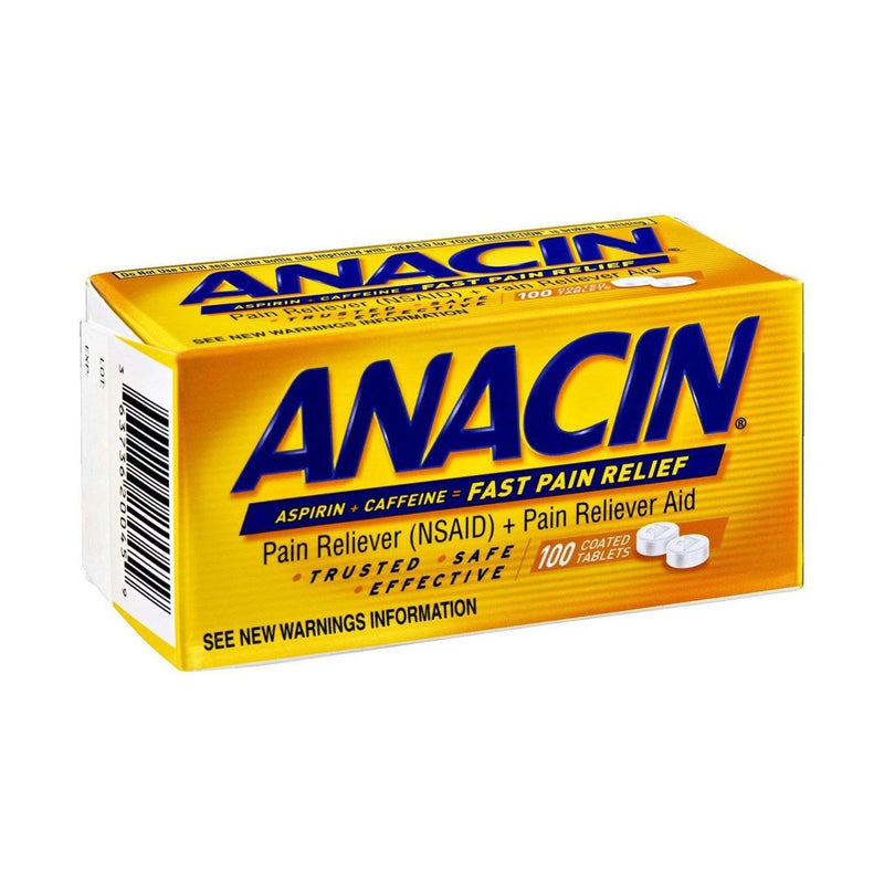 Anacin Anacin® Pain Reliever & Aid – 400mg Aspirin / 32mg Caffeine (100ct) Health & Beauty White Smoke