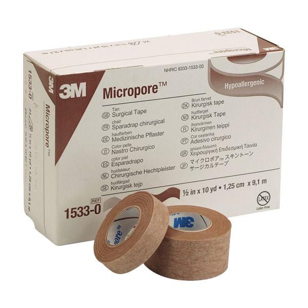 3M 3M Micropore Surgical Paper Tape, Tan, 2 Inch x 10 Yards, Box of 6 Medical Tape & Bandages White Smoke