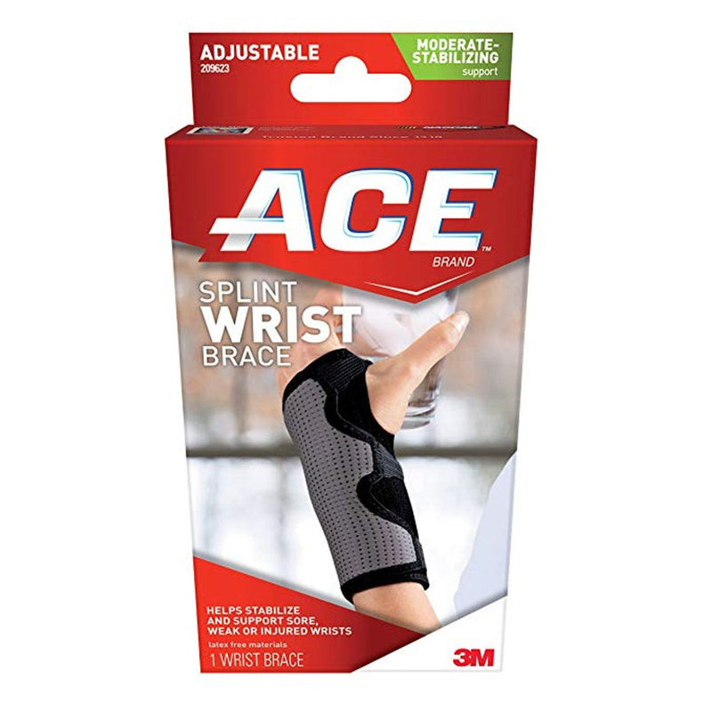 ACE Ace Splint Wrist Brace Reversible 209623, One Size Adjustable Supports & Braces White Smoke