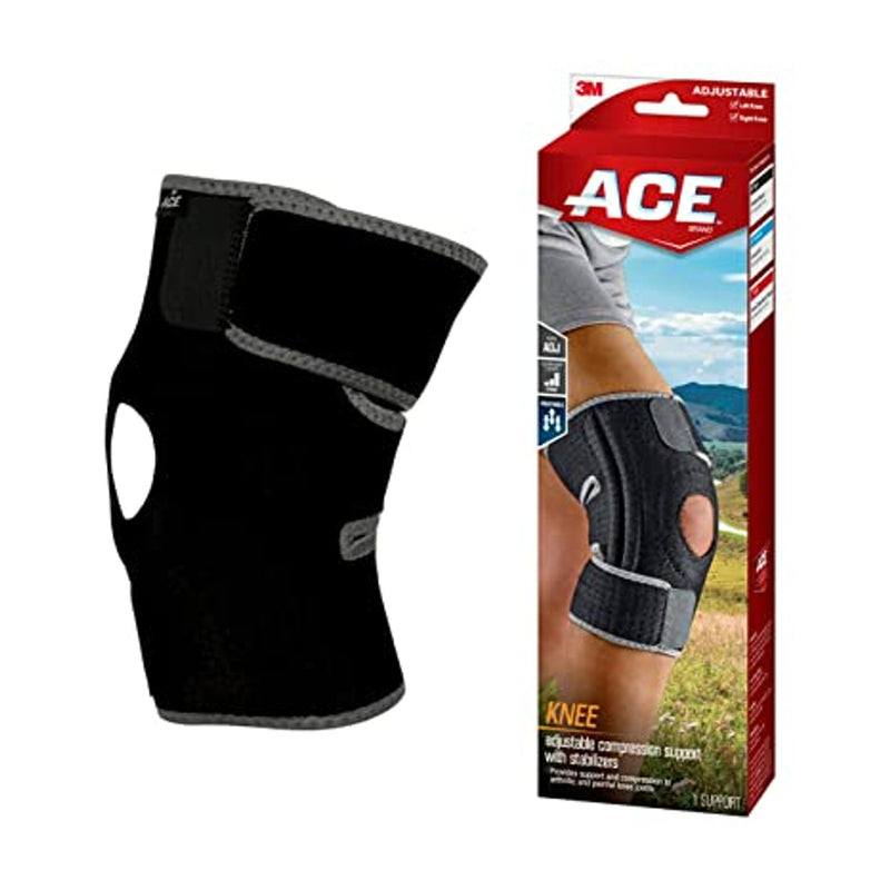 ACE Ace Adjustable Knee Brace With Dual Side Stabilizers, Firm Support Wall Jacks & Braces White Smoke