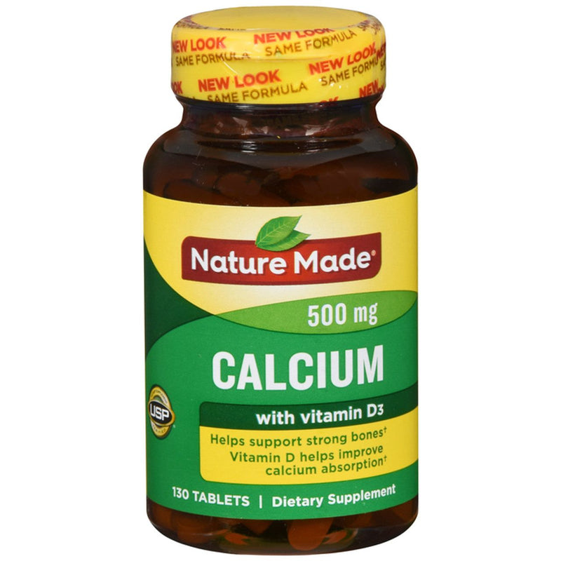 Nature Made Nature Made Calcium 500 Mg, With Vitamin D3 For Immune Support, Tablets, 130 Count Helps Support Bone Strength Vitamins & Supplements Black