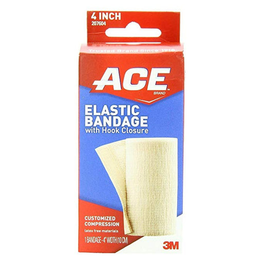 ACE ACE Elastic Bandage, With Hook Closure, 4 Inch Width First Aid Seashell