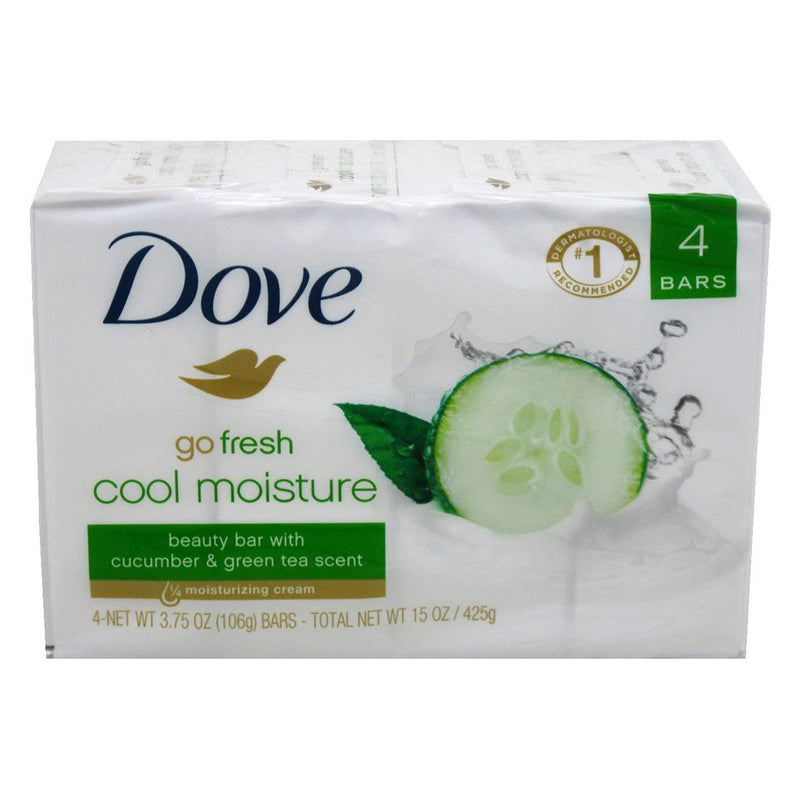 Dove Dove Cool Moisture Beauty Bar Soap, Cucumber & Green Tea, 4x 4.25 oz Bar Soap Gray