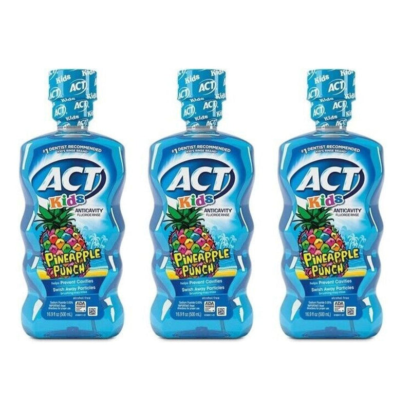 ACT ACT Fluoride Rinse, Anticavity, Alcohol Free, Pineapple Punch, Kids 16.9 Oz Mouthwash White Smoke