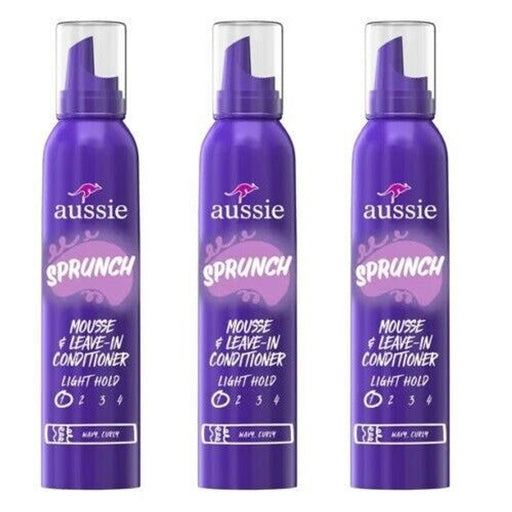 Aussie Aussie Sprunch Mousse Leave In Conditioner, Light Hold, 6 Oz Hair Care White Smoke