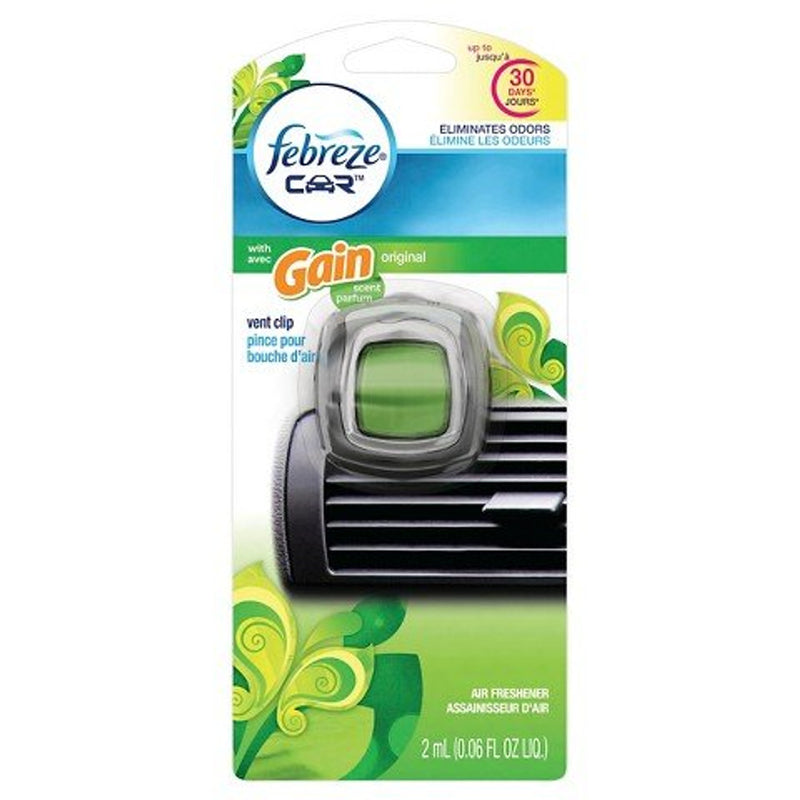 Febreze Febreze Car Air Freshener, With Gain Scent, Original, Vent Clip Air Fresheners White Smoke