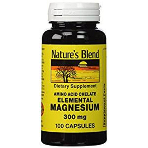 Nature's Blend Nature's Blend Elemental Magnesium (Amino Acid Chelate) – 300 mg – 100 Capsules Vitamins & Supplements Black